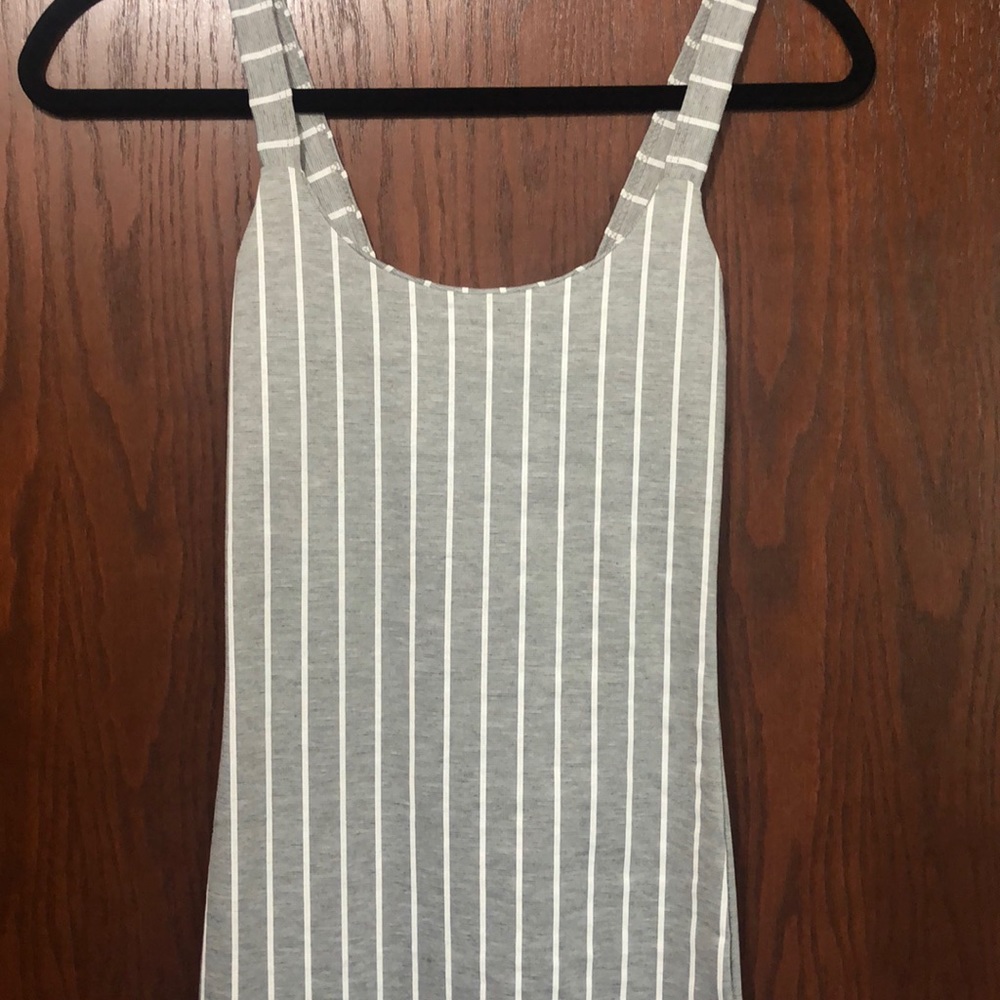 Striped grey bodycon dress